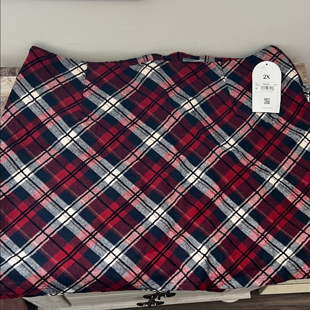 ARULA Plaid A-Line Skirt in Red and Navy - Women’s 2X